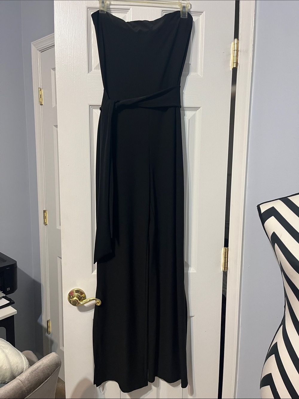 Charlotte Russe, Small, Strapless Black Jumpsuit with Sash